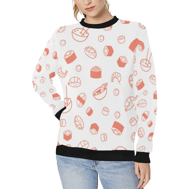 Sushi pattern Women's Crew Neck Sweatshirt Hoodie with Raglan Sleeves Sporty Comfortable Sushi pattern Women's Crew Neck Sweatshirt Hoodie with Raglan Sleeves Sporty Comfortable
