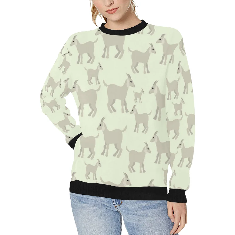 Little young goat pattern Women's Crew Neck Sweatshirt Hoodie Jacket Zipper Layering Little young goat pattern Women's Crew Neck Sweatshirt Hoodie Jacket Zipper Layering