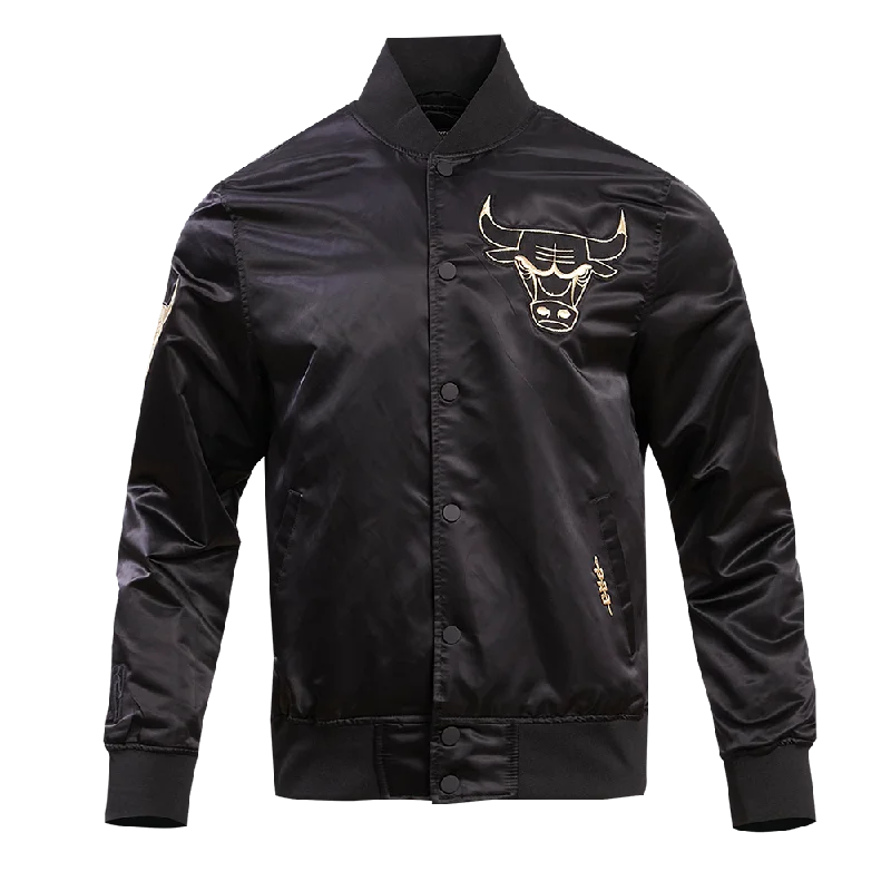CHICAGO BULLS GOLD LOGO SATIN JACKET (BLACK) Chenille Fabric Brocade Fabric Lace Fabric CHICAGO BULLS GOLD LOGO SATIN JACKET (BLACK) Chenille Fabric Brocade Fabric Lace Fabric
