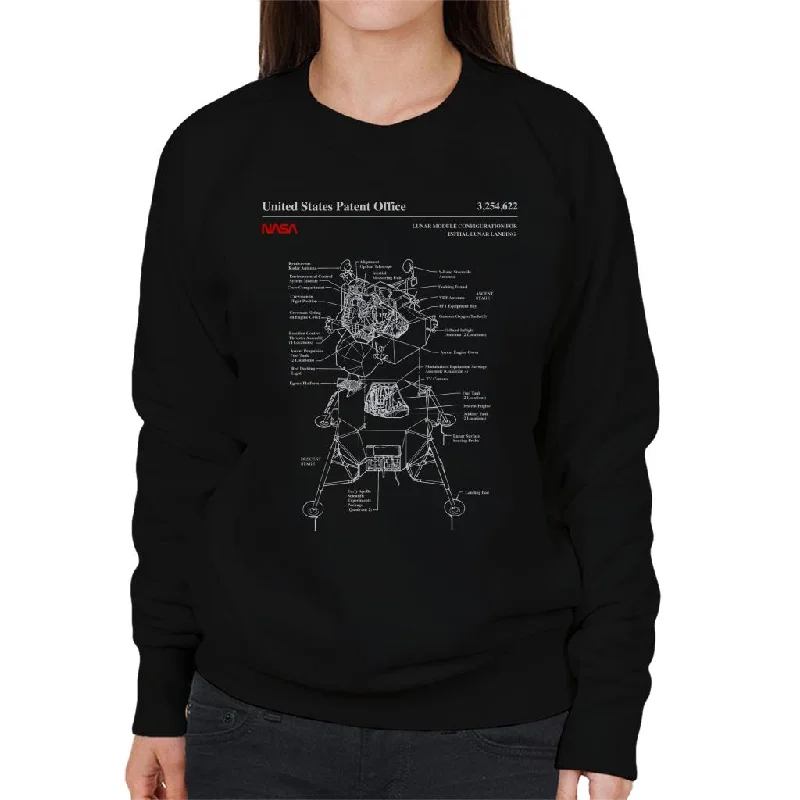 NASA Lunar Module Landing Blueprint Women's Sweatshirt Hoodie with Oversized Fit Loose Comfortable NASA Lunar Module Landing Blueprint Women's Sweatshirt Hoodie with Oversized Fit Loose Comfortable
