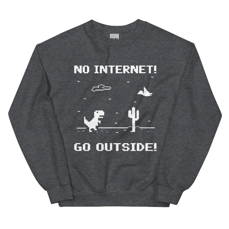 No Internet Unisex Sweatshirt Hoodie with Back Slit Movement Comfort