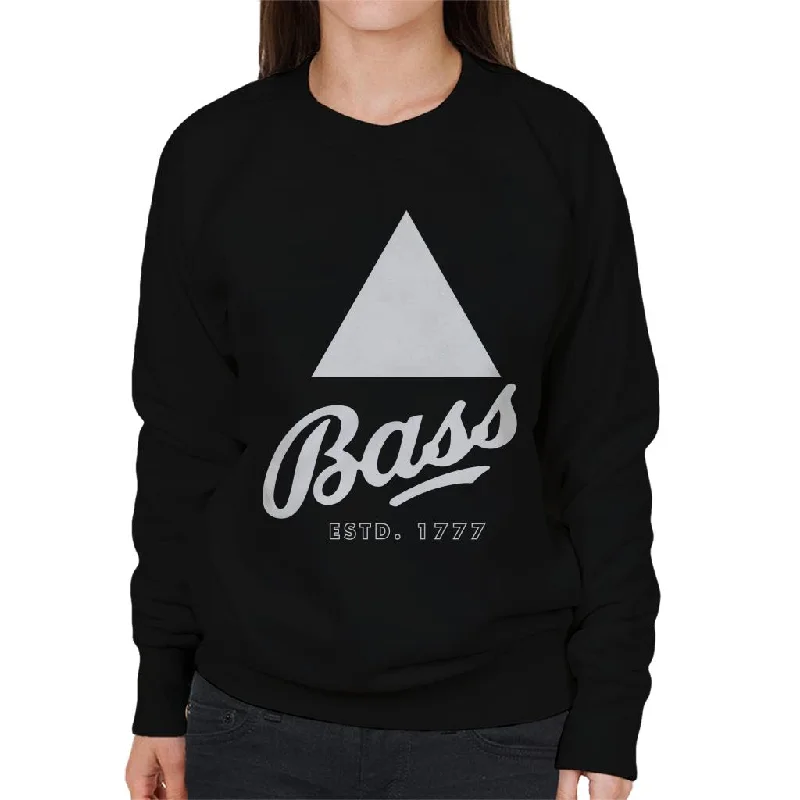 Bass Estd 1777 Black Triangle Women's Sweatshirt Hoodie with High-Low Hem Asymmetrical Trendy Bass Estd 1777 Black Triangle Women's Sweatshirt Hoodie with High-Low Hem Asymmetrical Trendy