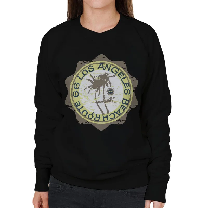 Route 66 Los Angeles Beach Women's Sweatshirt Hoodie with Embroidery Detailed Premium
