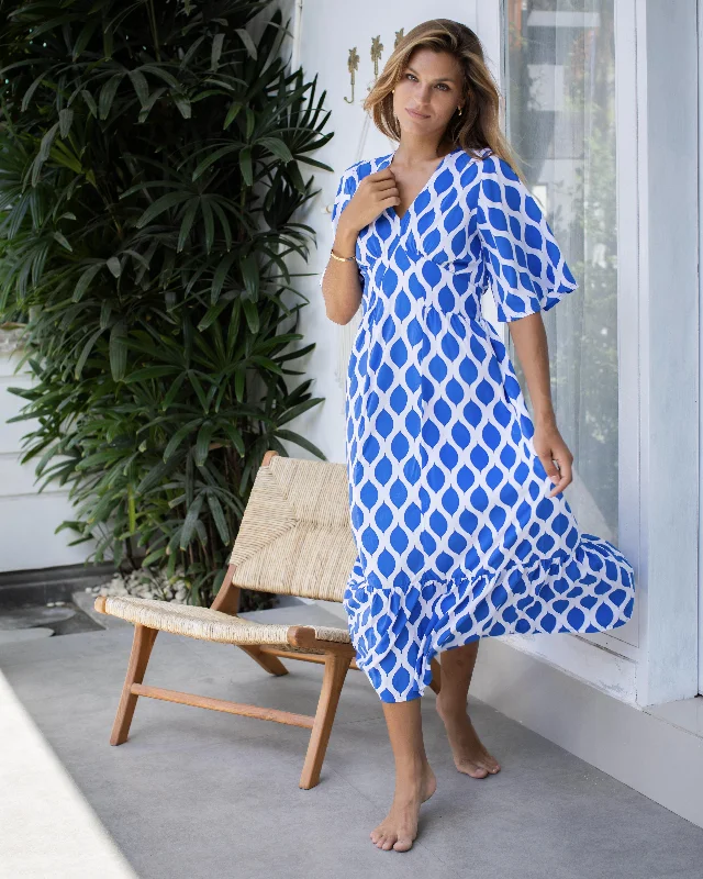 Willa Dress - Cobalt London Trellis