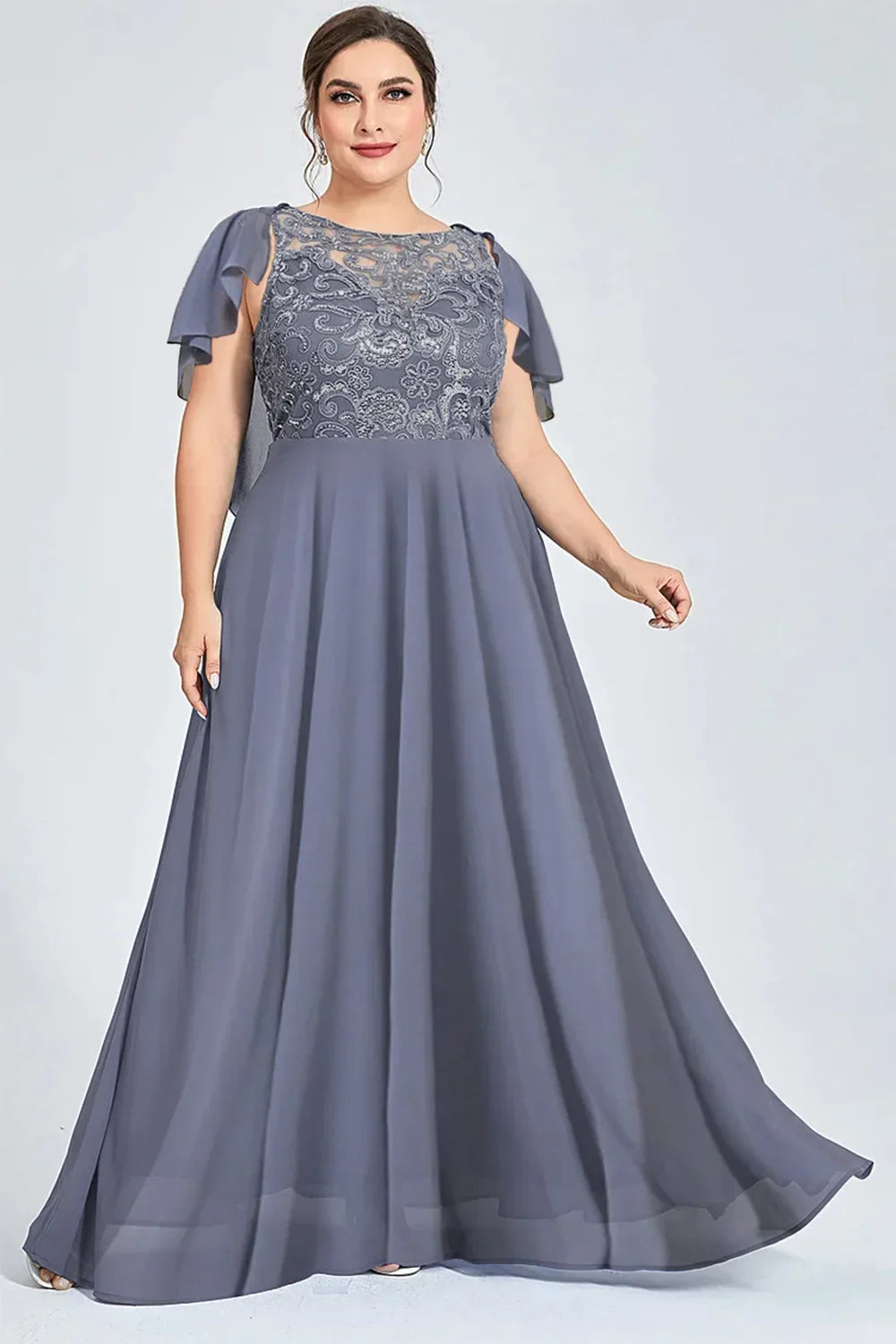 Getadme Plus Size Mother of the Bride Dresses 2024 A-Line O-neck Floor-Length Lace Pleated Formal Wedding Guest Dresses Vestidos de Gala