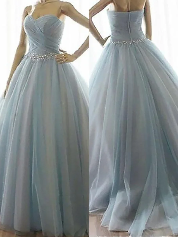 Ball Gown Sleeveless Sweetheart Beading Floor-Length Tulle Dresses TPP0002129