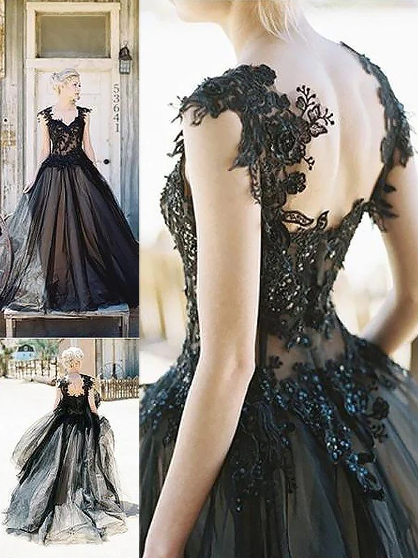 Ball Gown Sleeveless Sweetheart Lace Sweep/Brush Train Tulle Dresses TPP0001691