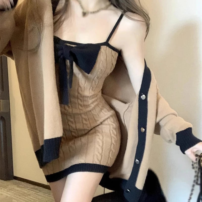 Getadme-Contrasting Colors Sleeveless Camisole Dress Women's Dresses Korean Version