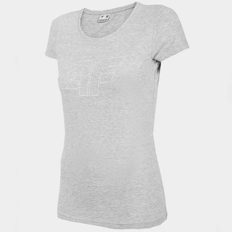 4F Womens Casual T-shirt - Gray Welt Pockets Slit Pockets Flap Pockets