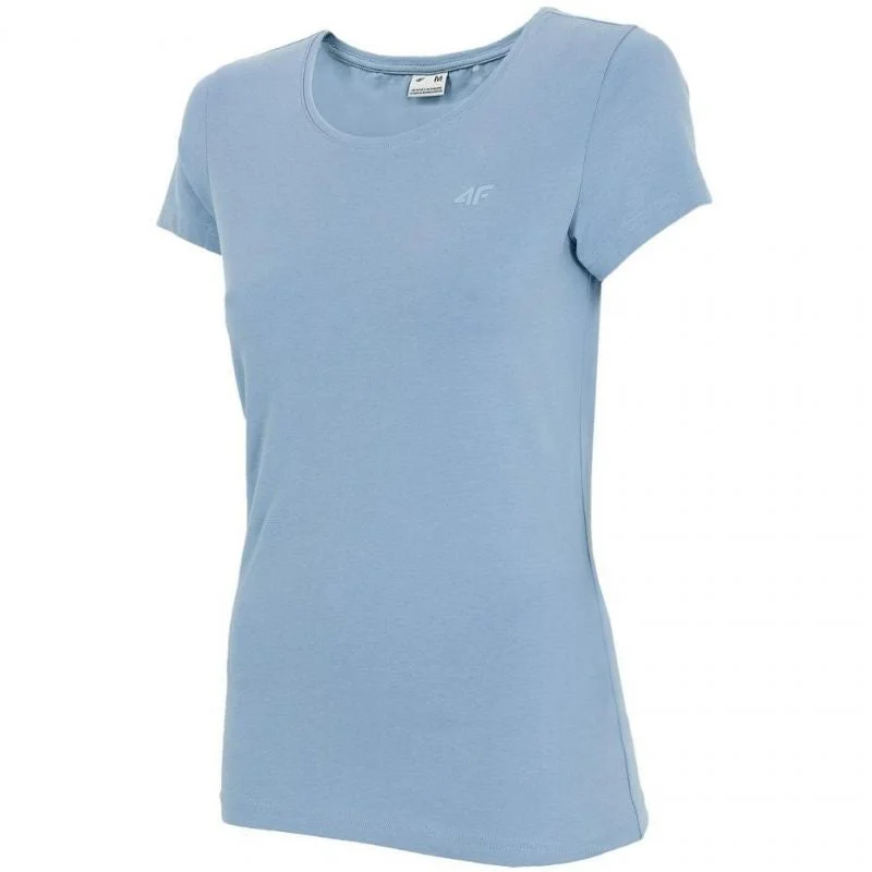 4F Womens Cotton T-shirt - Blue Houndstooth Herringbone Solid