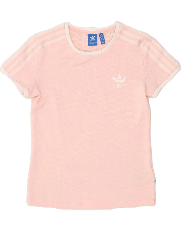 ADIDAS Womens T-Shirt Top UK 12 Medium  Pink Polyester Terry Blend Velvet Blend Canvas Blend