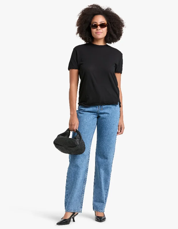 Regular Classic S/S T.Shirt - Black Seamless Knitted Crochet