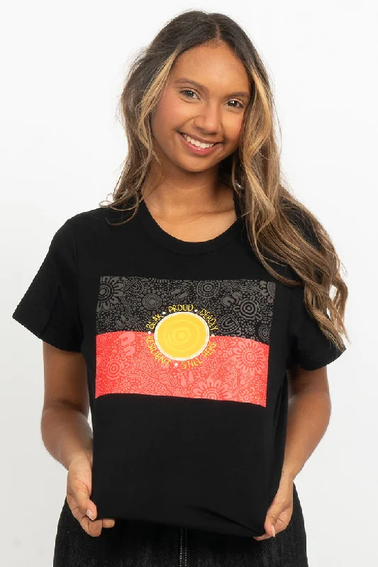Blak, Proud & Deadly Black Cotton Crew Neck Womens T-Shirt Basic T-Shirt Crew Neck Short Sleeve