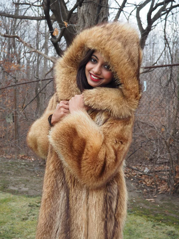 Brand New Tanuki Raccoon Unisex Fur Coat Coats S Cuffed Rolled Raglan