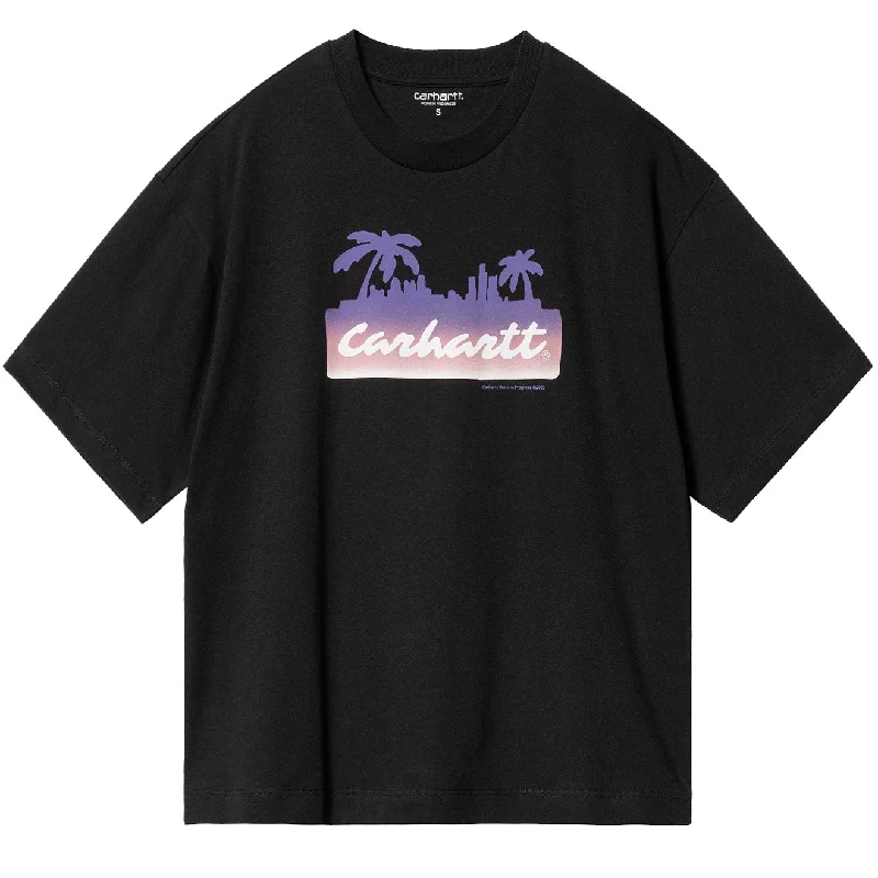 Carhartt WIP Womens S/S Palm Script T-Shirt Black Welt Pockets Slit Pockets Flap Pockets