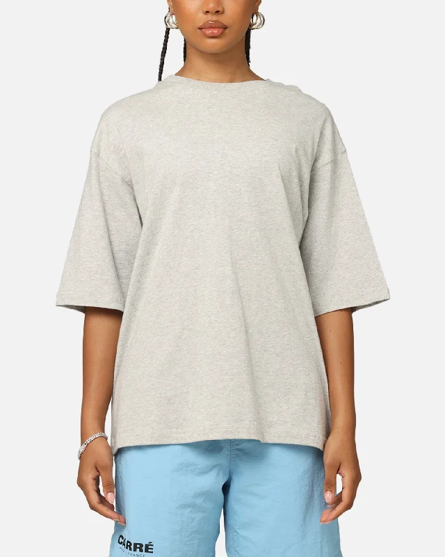 Carre Blanc Boxy T-Shirt Grey Marle Silk Blend Satin Velvet