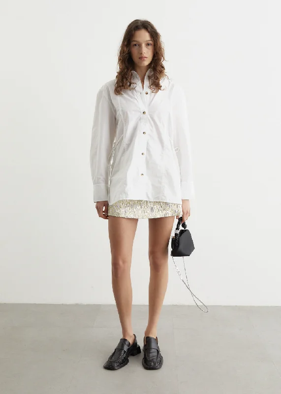 Cotton Poplin Oversized Tie String Shirt Terry Blend Velvet Blend Canvas Blend