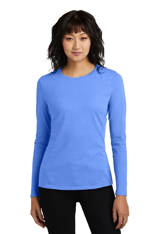District Womens Perfect Blend CVC Long Sleeve Crewneck T-Shirt - Heather Royal Blue - New Beaded Sequined Faux Fur District Womens Perfect Blend CVC Long Sleeve Crewneck T-Shirt - Heather Royal Blue - New Beaded Sequined Faux Fur