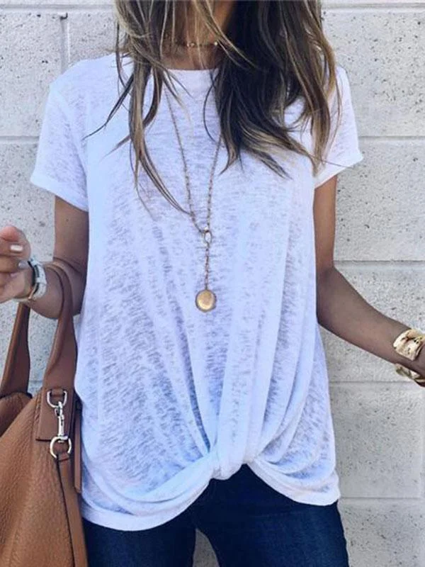 hoombox Fashion Short Sleeve Irregular T-Shirt Plaid T-Shirt Polka Dot Checkered