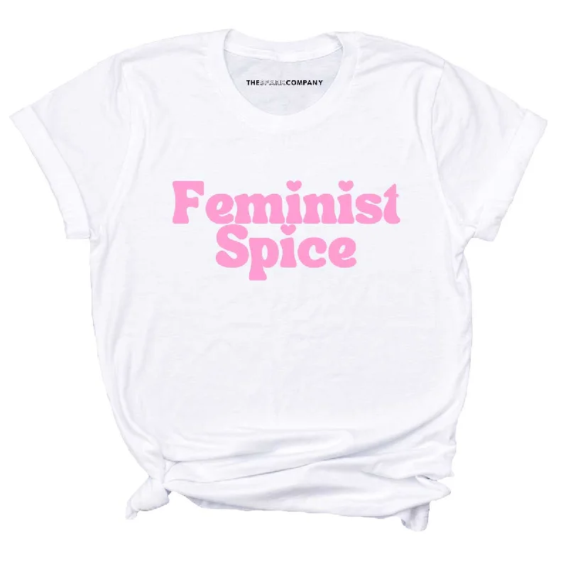 Feminist Spice T-Shirt Notch Collar Peter Pan Collar Cowl Neck