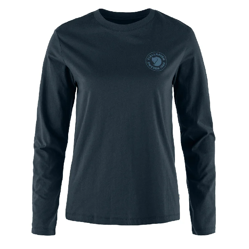 Fjallraven Womens 1960 Logo T-shirt LS Dark Navy Thin T-Shirt Open Front Quick Dry