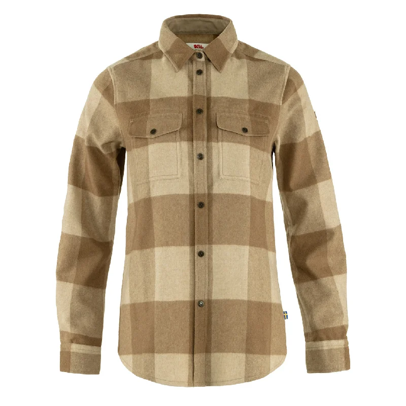 Fjallraven Womens Canada Shirt Buckwheat Brown / Light Beige Striped Floral Plaid