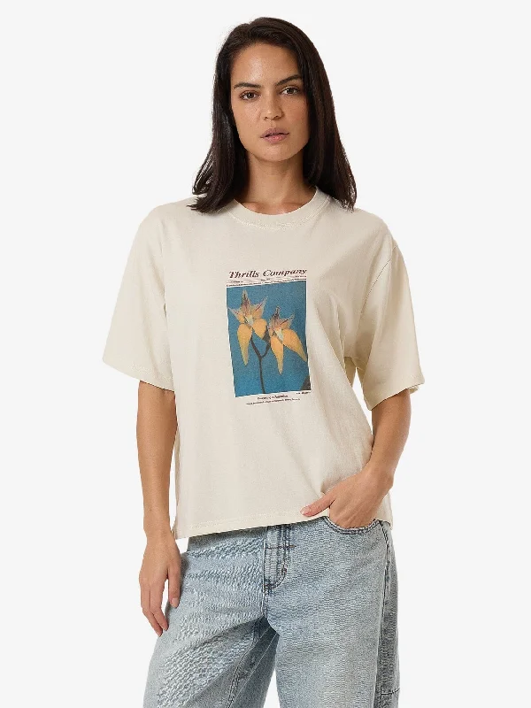 Flower Society Square Tee - Heritage White Oversized T-Shirt Spandex breathable