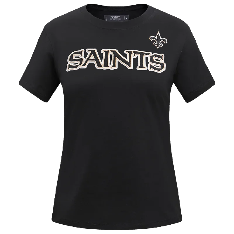 NFL NEW ORLEANS SAINTS CLASSIC WOMEN'S SJ SLIM FIT TEE (BLACK) Fitted T-Shirt Seamless Stretchy NFL NEW ORLEANS SAINTS CLASSIC WOMEN'S SJ SLIM FIT TEE (BLACK) Fitted T-Shirt Seamless Stretchy