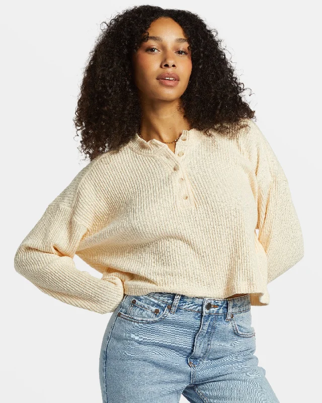 Good Catch Henley T-shirt - White Cap Lace Blend Ribbed Blend Corduroy Blend