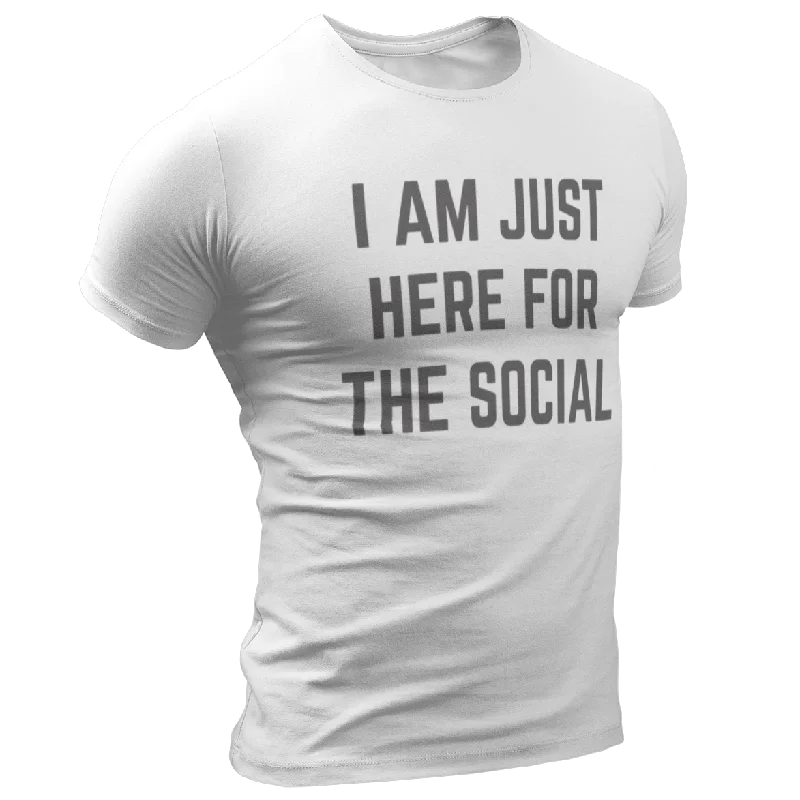 Just Here for the Social - Short-Sleeve Unisex T-Shirt Hooded Caped Shawl Collar