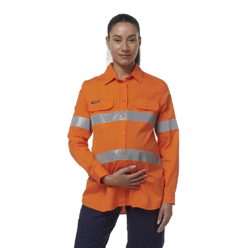 King Gee Women's Workcool Maternity Reflective Shirt (K44235) Ribbed T-Shirt High Neck Heavyweight