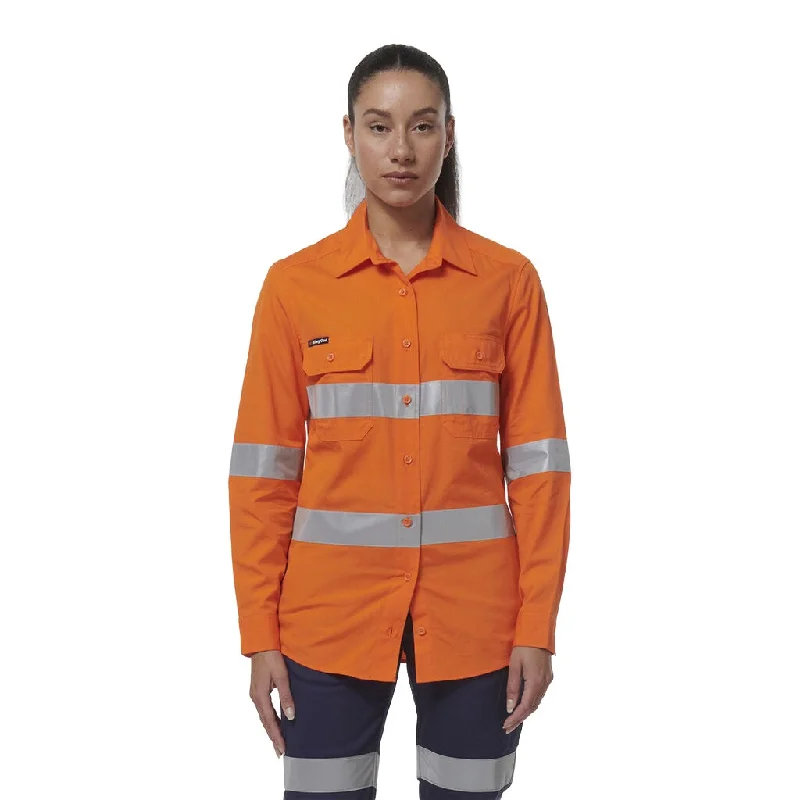 King Gee Women's Workcool Vented Reflective Shirt (K44231) Thin T-Shirt Open Front Quick Dry King Gee Women's Workcool Vented Reflective Shirt (K44231) Thin T-Shirt Open Front Quick Dry