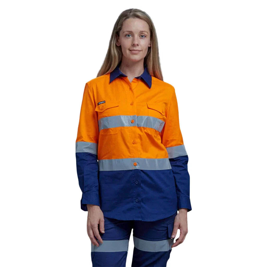 King Gee Women's Workcool 2 Hi-Vis Lightweight Reflective Work Shirt (K44544) Knit Fabric Woven Fabric Fleece Fabric King Gee Women's Workcool 2 Hi-Vis Lightweight Reflective Work Shirt (K44544) Knit Fabric Woven Fabric Fleece Fabric