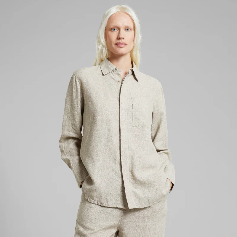 Kosta Linen Shirt - Ecru Mesh Fabric Canvas Fabric Denim Fabric