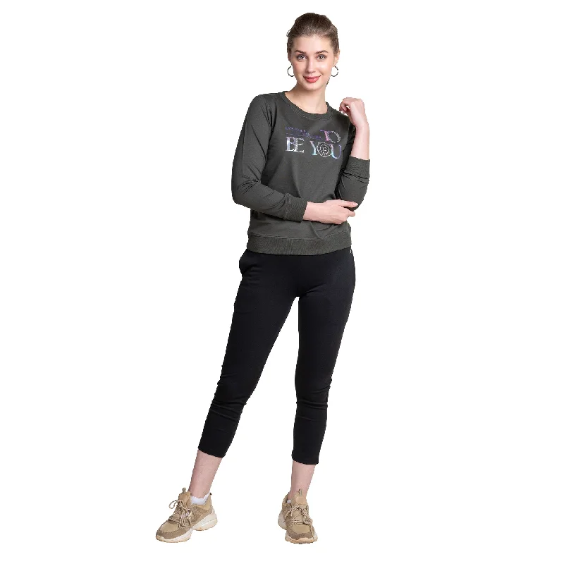 Ladies Full Sleeves Cotton T-shirt Denim Fabric Leather Fabric Suede Fabric