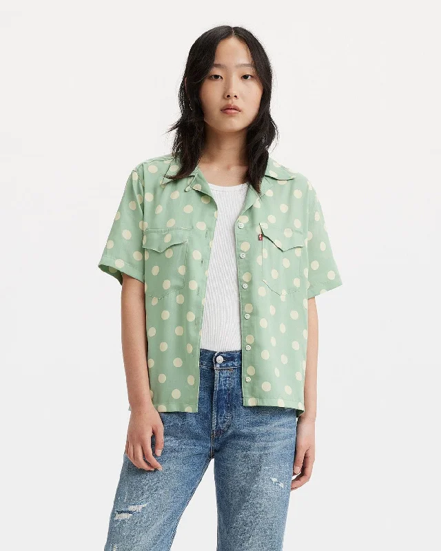 Levi's® Womens Ember S/S Bowling Shirt - Annie Dot Granite Green Striped Floral Plaid Levi's® Womens Ember S/S Bowling Shirt - Annie Dot Granite Green Striped Floral Plaid