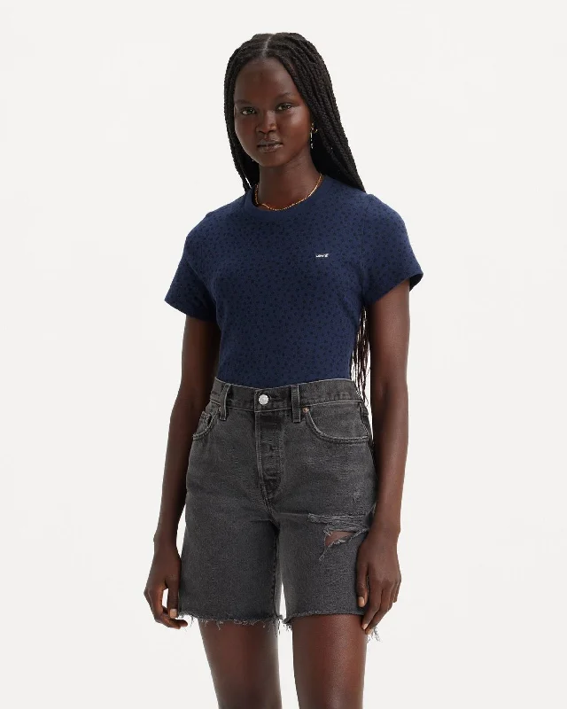 Levi's® Womens Ribbed Baby Tee - Belissima Ditsy Naval Academy Polka Dot Checkered Tartan