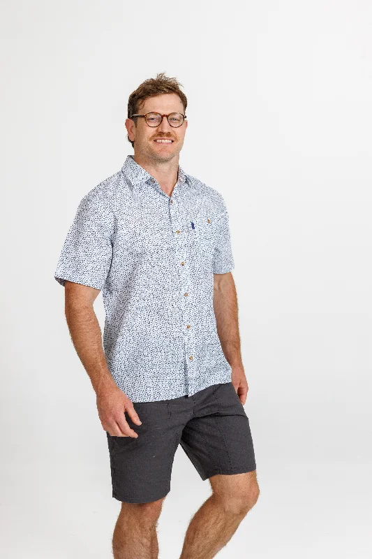 Portobello Road - Ironcheater Short Sleeved Shirts - White Print Jacquard Patchwork