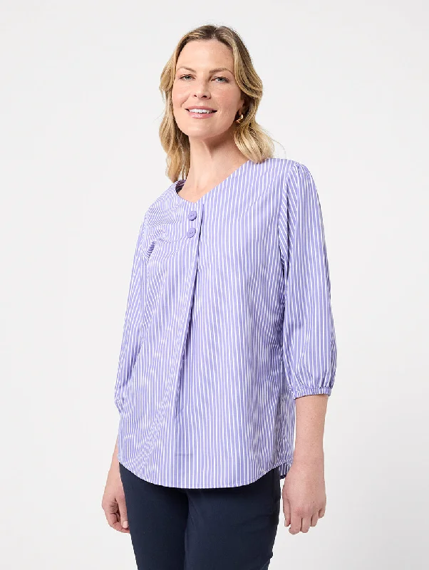 Lura 3/4 Sleeve Shirt Collared T-Shirt Boat Neck A-Line