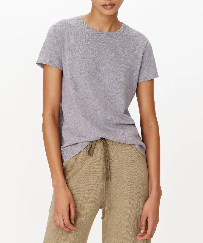 Slub Jersey Schoolboy Short Sleeve Crew Neck Tee - Moon Zippered Front Buttoned Front Snap Front