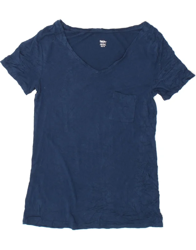 MOSSIMO Womens T-Shirt Top UK 6 XS Navy Blue Rayon Cashmere Blend Cotton Blend Poly Blend