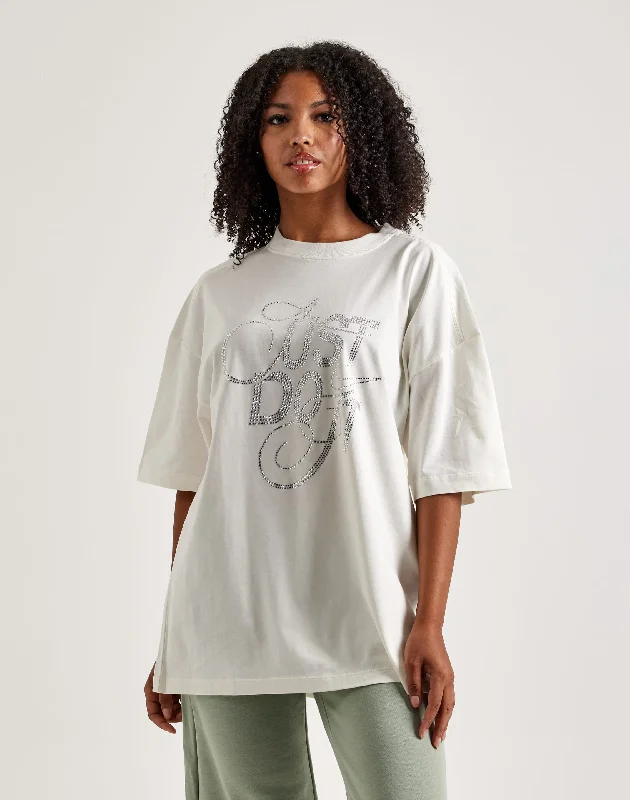 Nike Oversized Rhinestone Tee Satin Blend Silk Blend Wool Blend