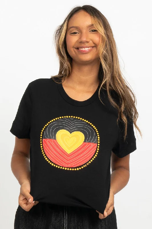 Proud Heart Black Cotton Crew Neck Womens T-Shirt Plaid T-Shirt Polka Dot Checkered