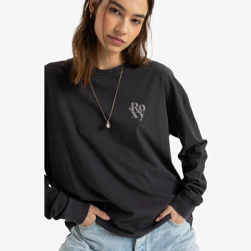 Roxy Womens Love Sunset Surf Long Sleeve T-Shirt V-Neck T-Shirt Long Sleeve Cotton