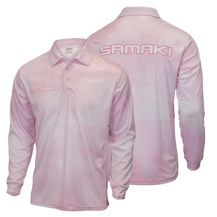 Samaki Contour Pink Adult Fishing Shirts Oversized T-Shirt Spandex breathable