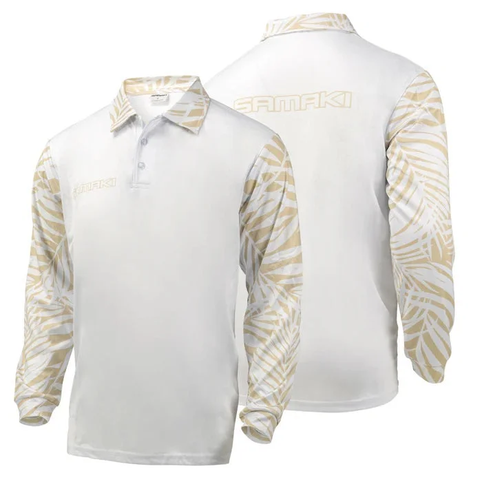 Samaki Havana Dune Adult Fishing Shirts V-Neck T-Shirt Long Sleeve Cotton