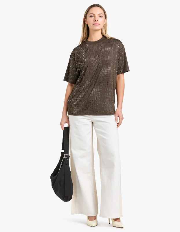 Chrishell T-Shirt - Black Olive Nylon Fabric Polyester Fabric Spandex Fabric