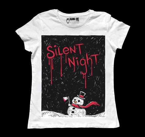 Silent Night Women White Tshirt Houndstooth Herringbone Solid