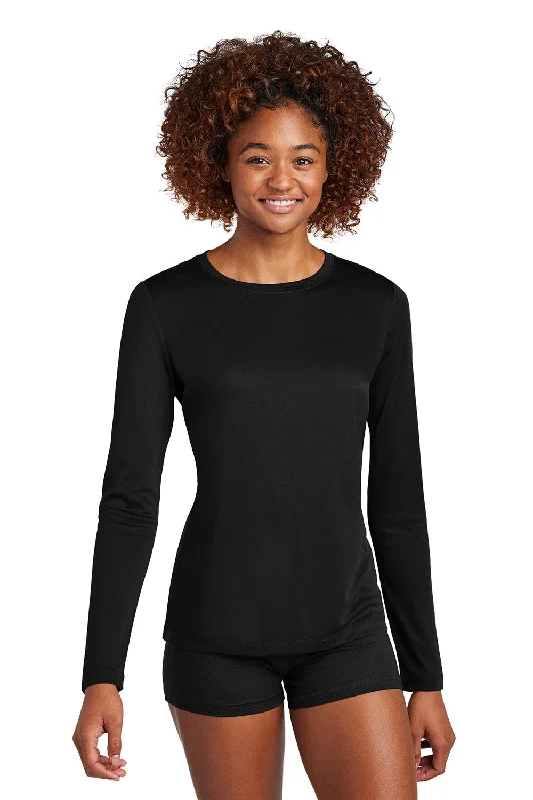 Sport-Tek Womens Posi-UV Pro Moisture Wicking Long Sleeve Crewneck T-Shirt - Black - New Terry Blend Velvet Blend Canvas Blend