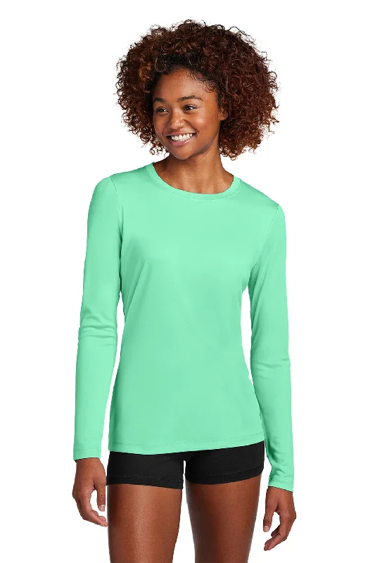 Sport-Tek Womens Posi-UV Pro Moisture Wicking Long Sleeve Crewneck T-Shirt - Bright Seafoam Green - New Terry Blend Velvet Blend Canvas Blend